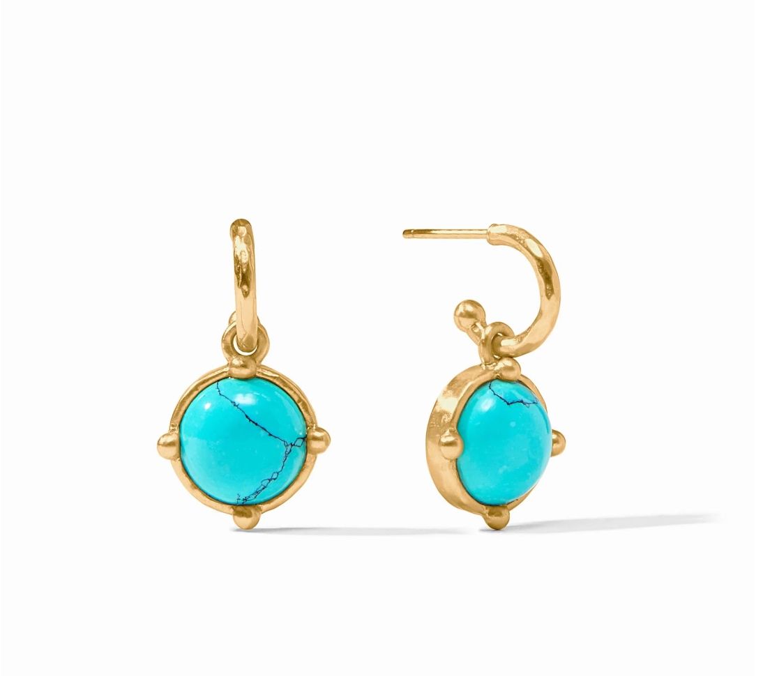 ER913GTQ00 Julie Vos Honeybee Hoop &amp; Charm Earrings-Turquoise Blue