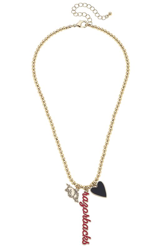 26248N Canvas Razorback Bead Charm Necklace