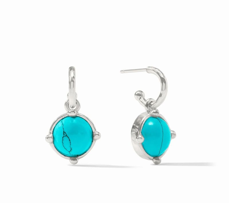 ER913STQ00 Julie Vos Honeybee Hoop &amp; Charm Earring-Turquoise Blue