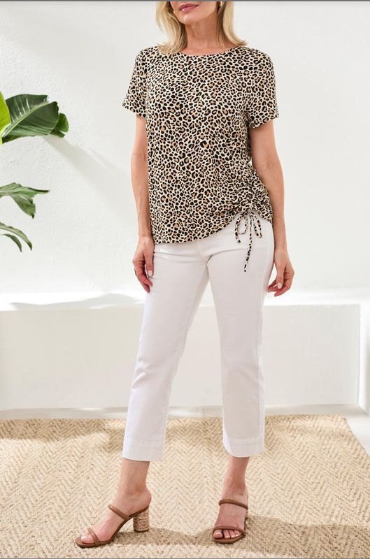 24980 Tribal Jersey Top with Side Ruching