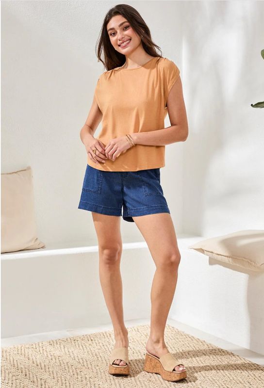 60770 Tribal Boat Neck Cap Sleeve Top