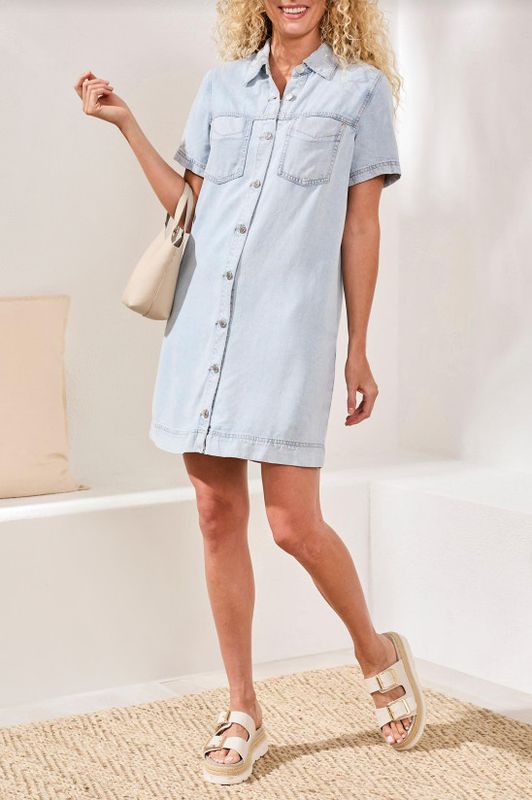 61430-1116 Tribal Denim Shirt Dress