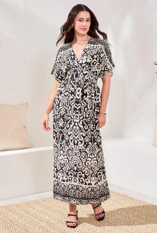 9520 Tribal Dress with Border Print