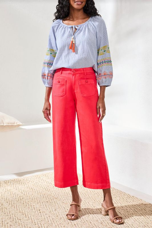 61480 Tribal Crop Palazzo Denim Pant