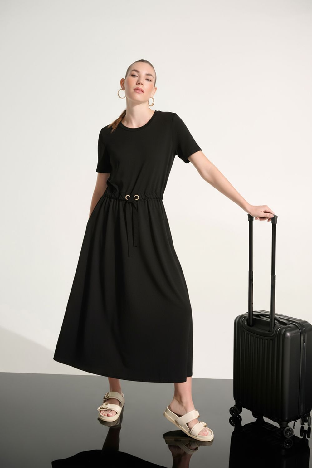 262627 Joseph Ribkoff Fit and Flare Dress, Color: BLACK, Size: SM