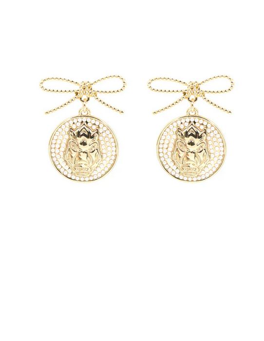 Brianna Cannon Ark Pearl Bow Medallion Earring