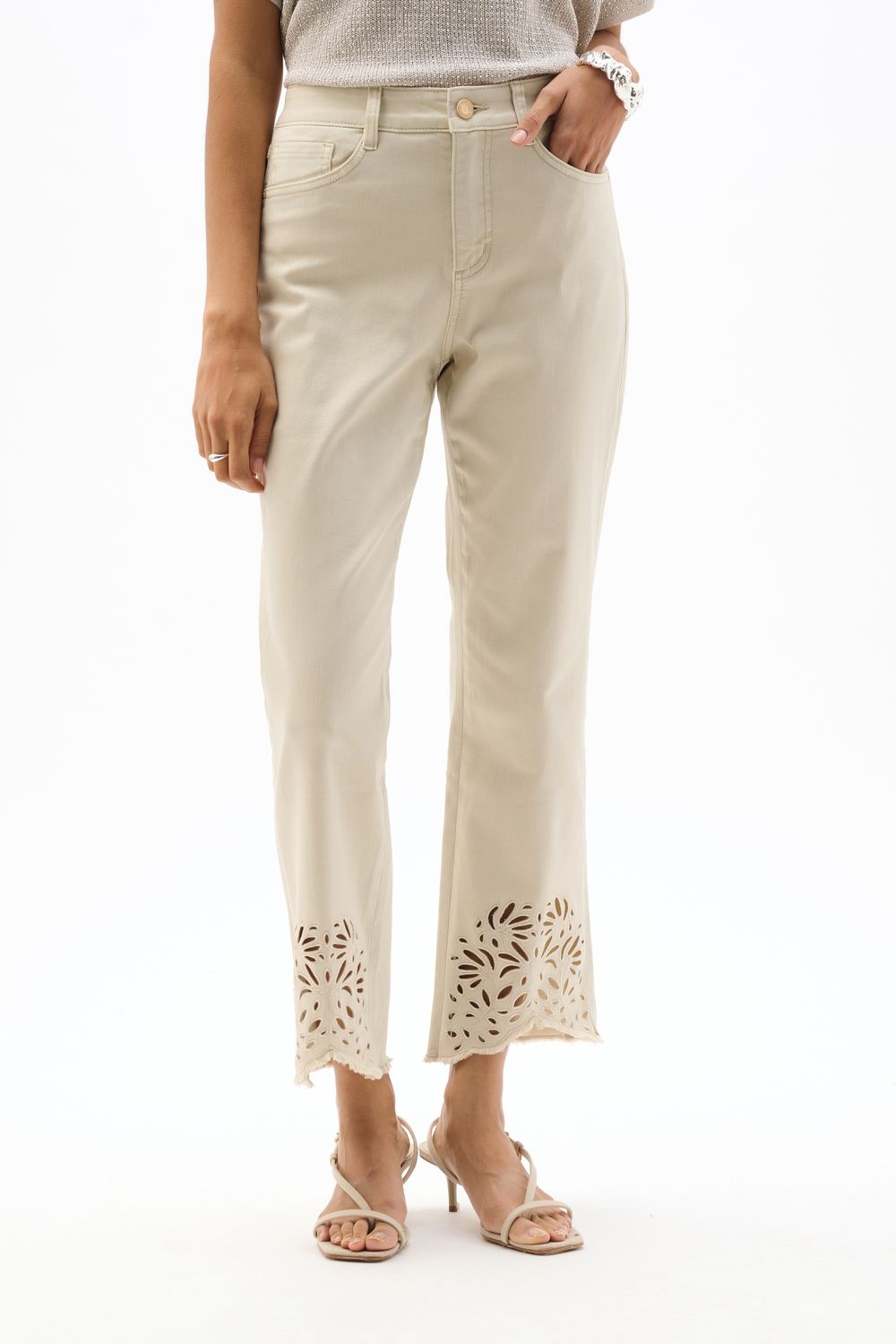262980 Joseph Ribkoff Jeans with Flower Embroidery