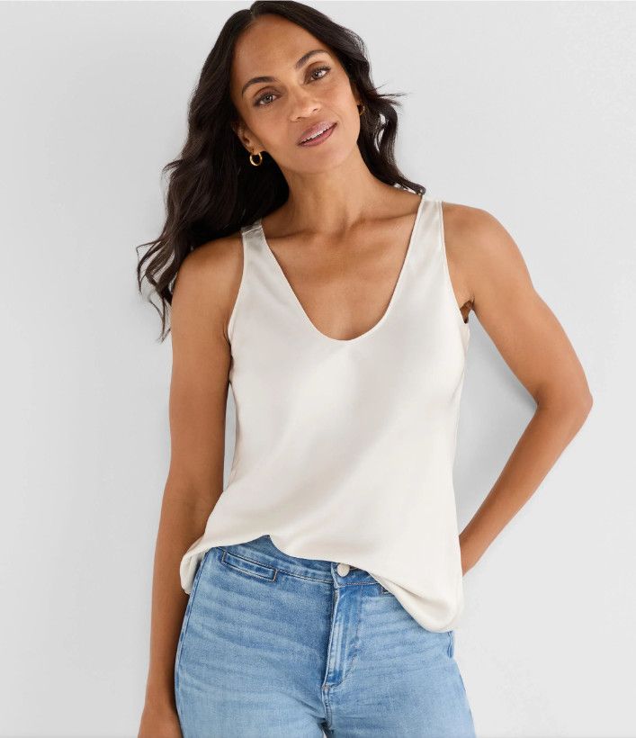 S261604 Nic + Zoe Day Gloss Woven Scoop Tank