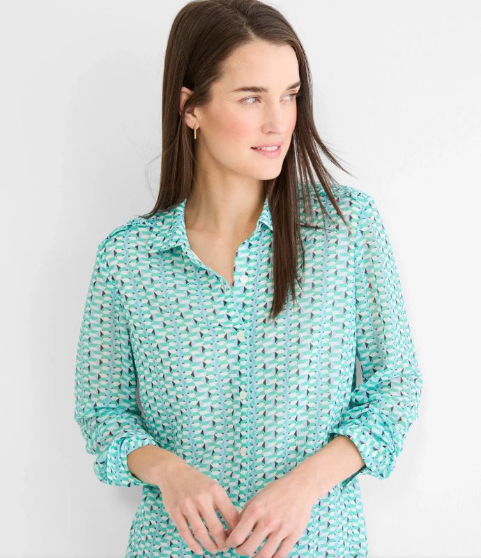 S261683 Nic + Zoe Geo Steps Chiffon Shirt