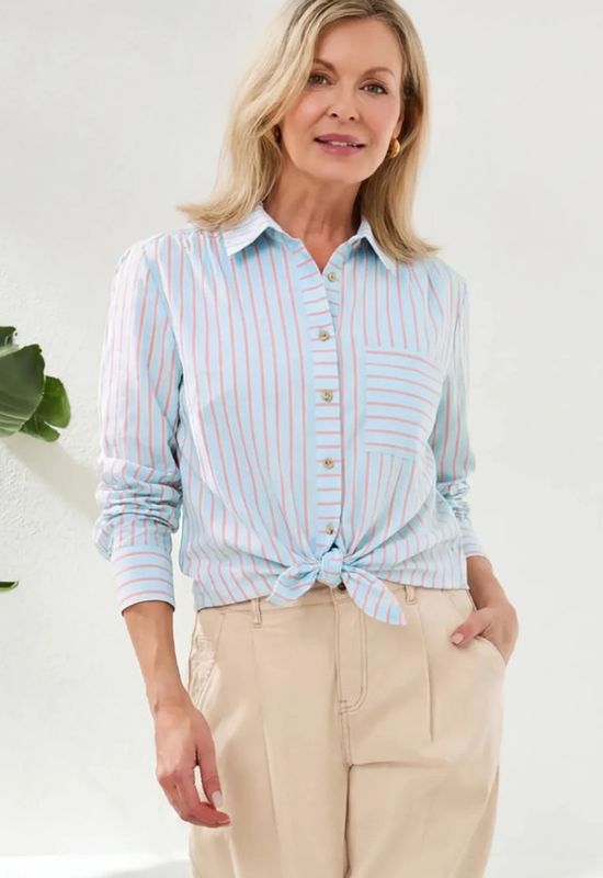 30860 Tribal Collared Striped Shirt
