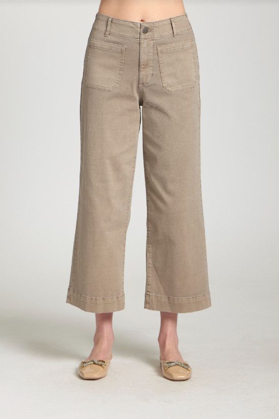B168 APNY Cropped Wide Leg Pant with Patched Pockets