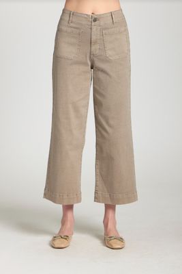 B168 APNY Cropped Wide Leg Pant with Patched Pockets
