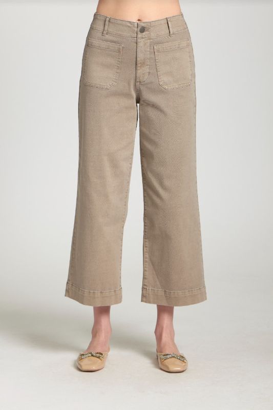 B168 APNY Cropped Wide Leg Pant with Patched Pockets