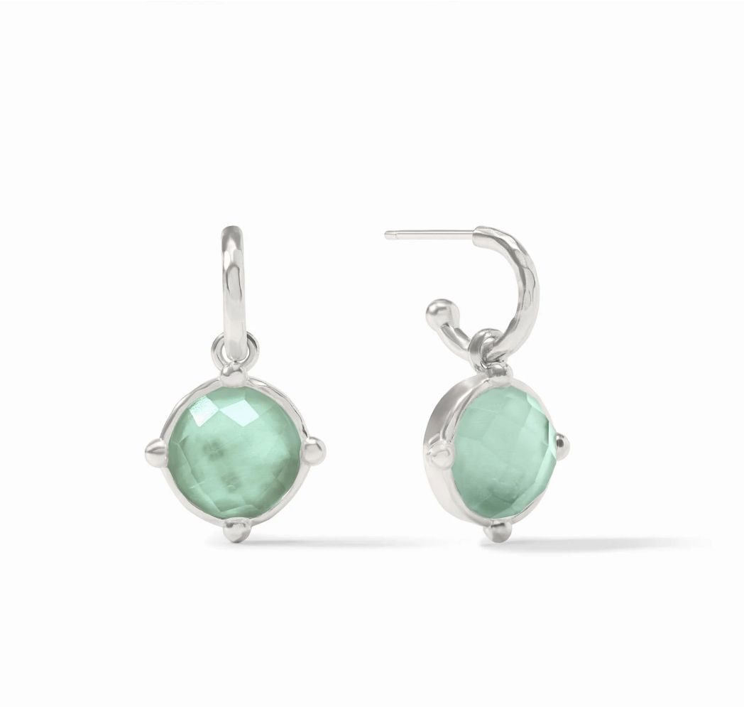 ER913SIBQ00 Julie Vos Honeybee Hoop &amp; Charm Earring-Iridescent Aquamarine Blue