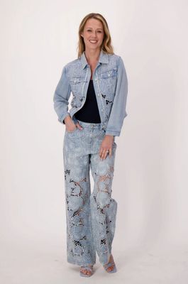 326590  Gabby Isabella Cutwork Denim Jacket