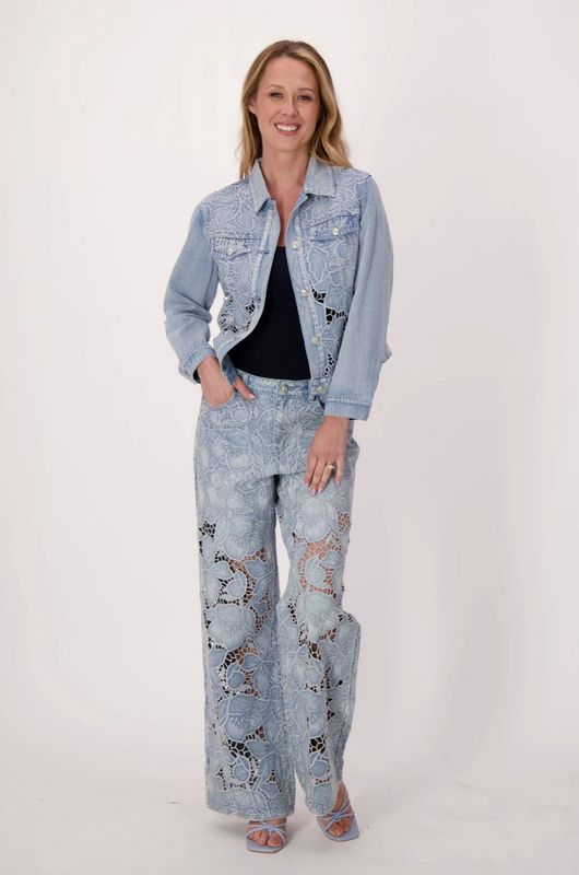 326590  Gabby Isabella Cutwork Denim Jacket