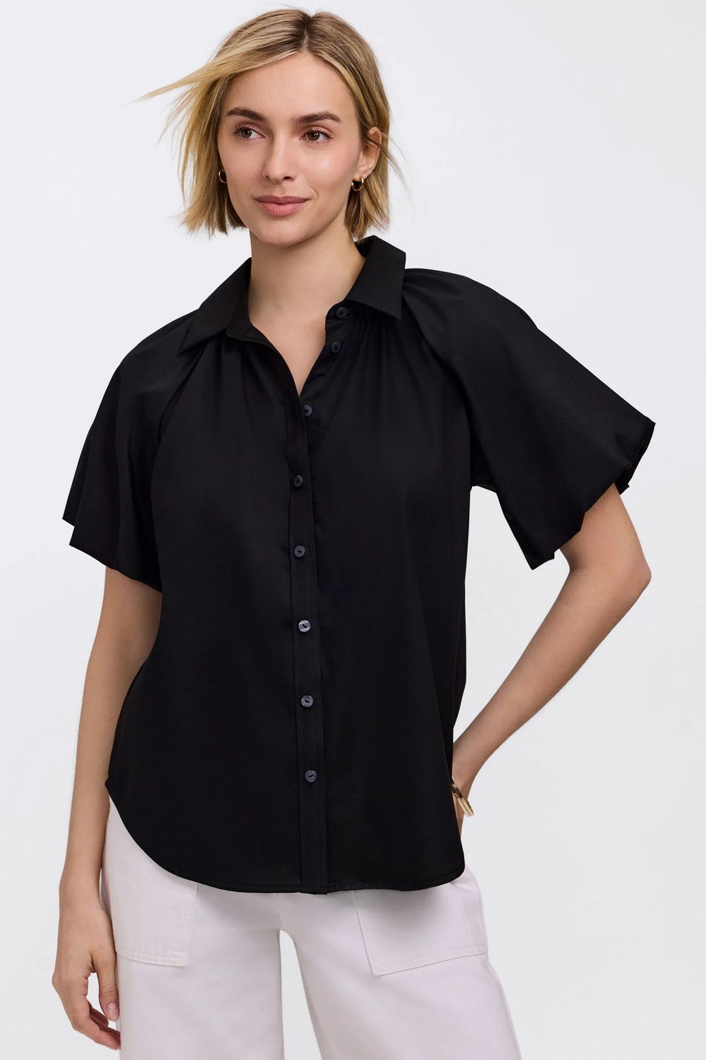 205600 Foxcroft Paula  Puff Sleeve Shirt