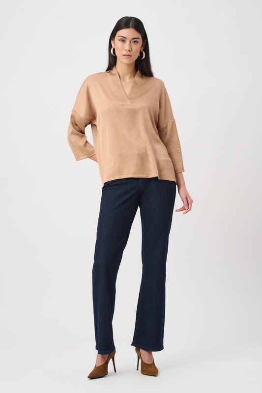 263141 Joseph Ribkoff Crusjed Satin V-Neck Top