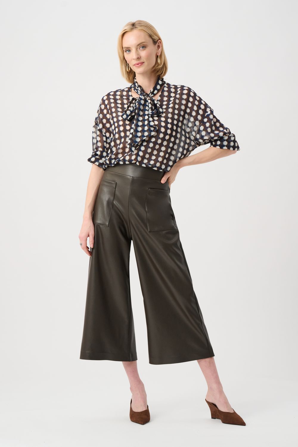 263096 Joseph Ribkoff Leatherette Culotte Pants