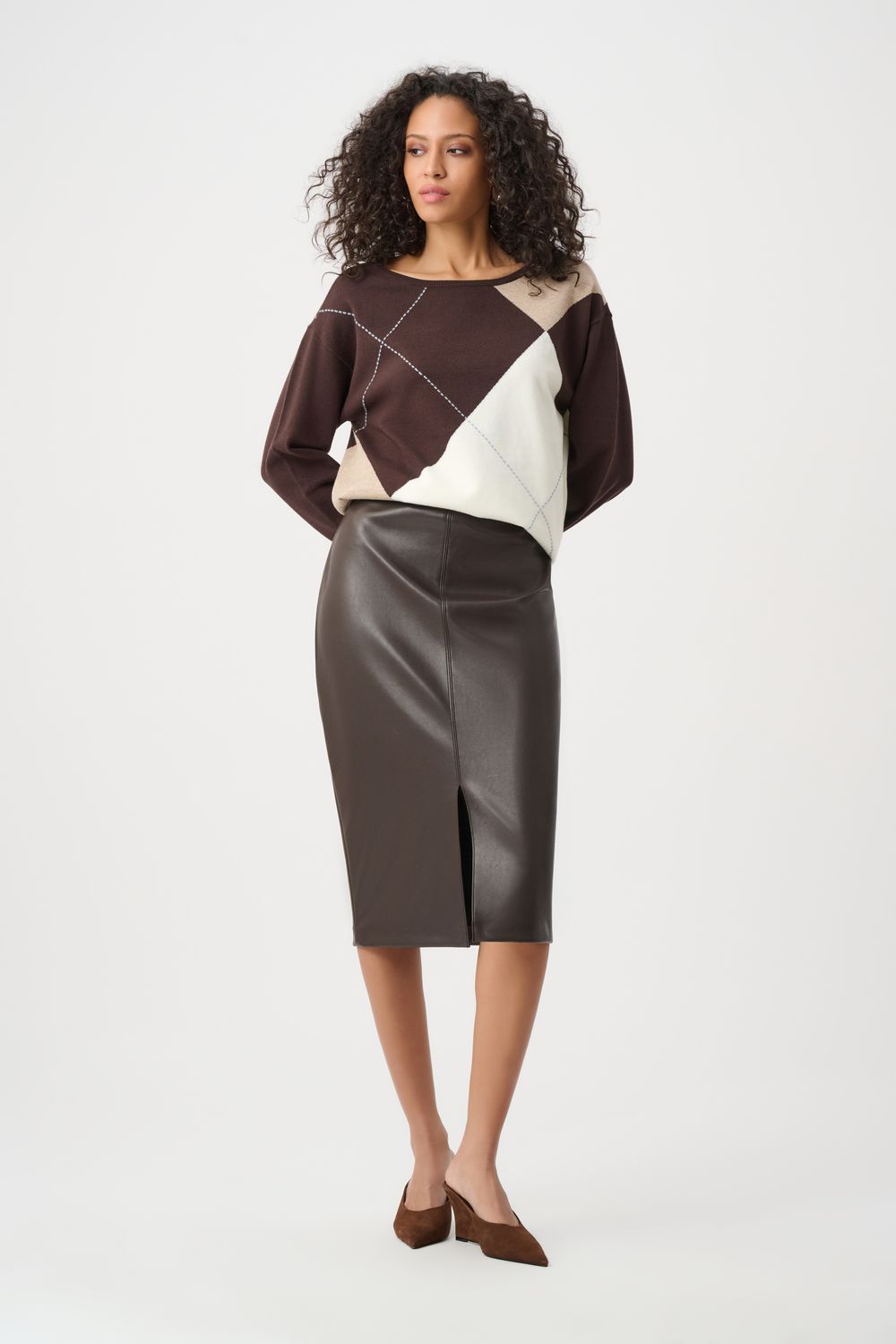 263213 Joseph Ribkoff Leatherette Pencil Skirt