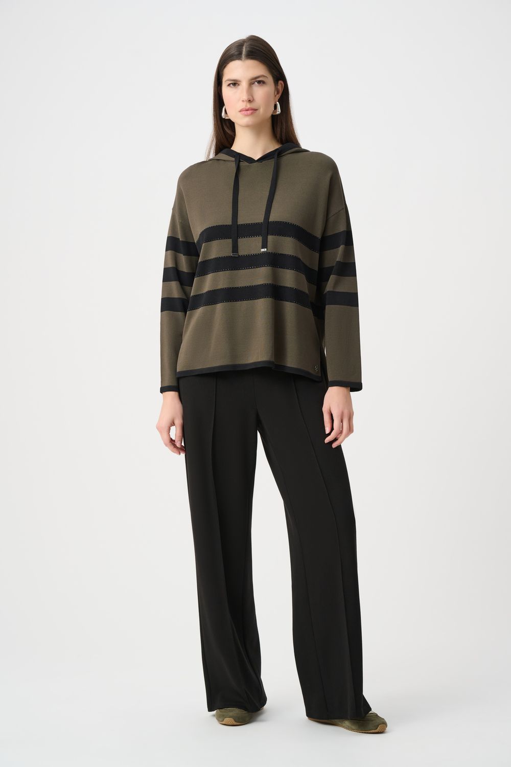 263626 Joseph Ribkoff Striped Hooded Sweater