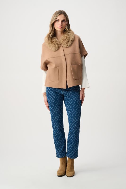 263949 Joseph Ribkoff Jacket with Faux Fur Collar
