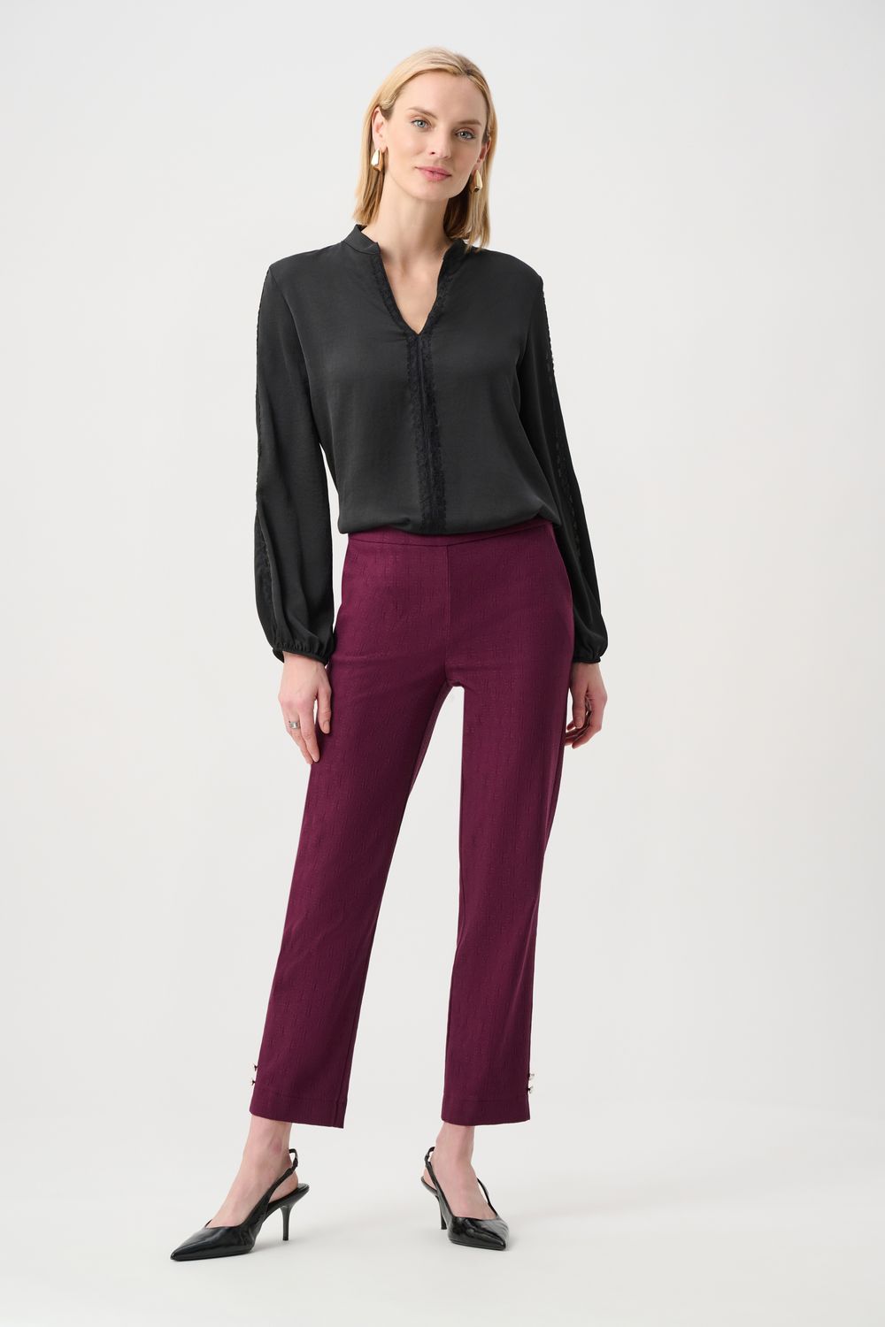 263042 Joseph Ribkoff Jacquard Slim Pull-On Pants