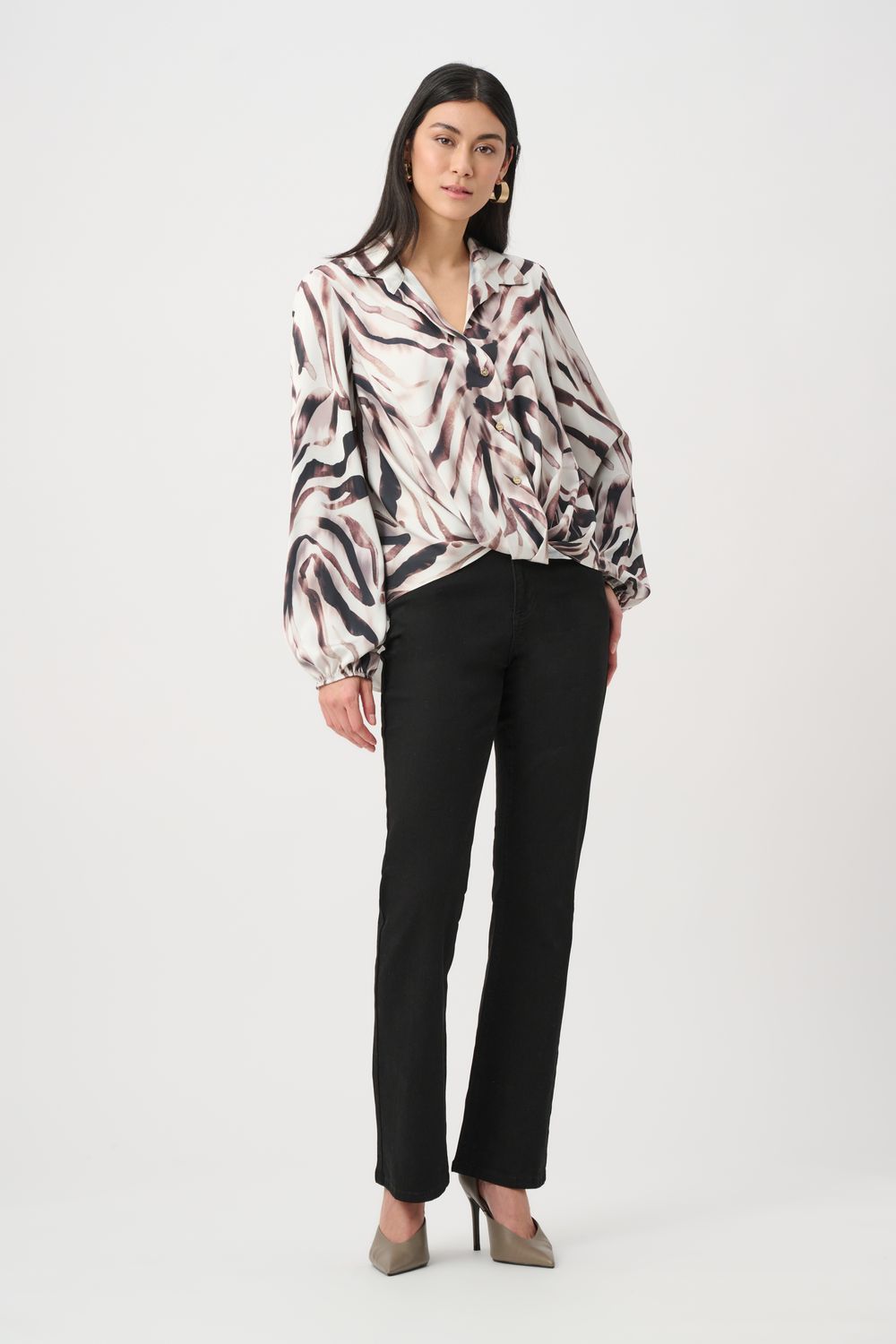263057 Joseph Ribkoff Satin Animal Print Top