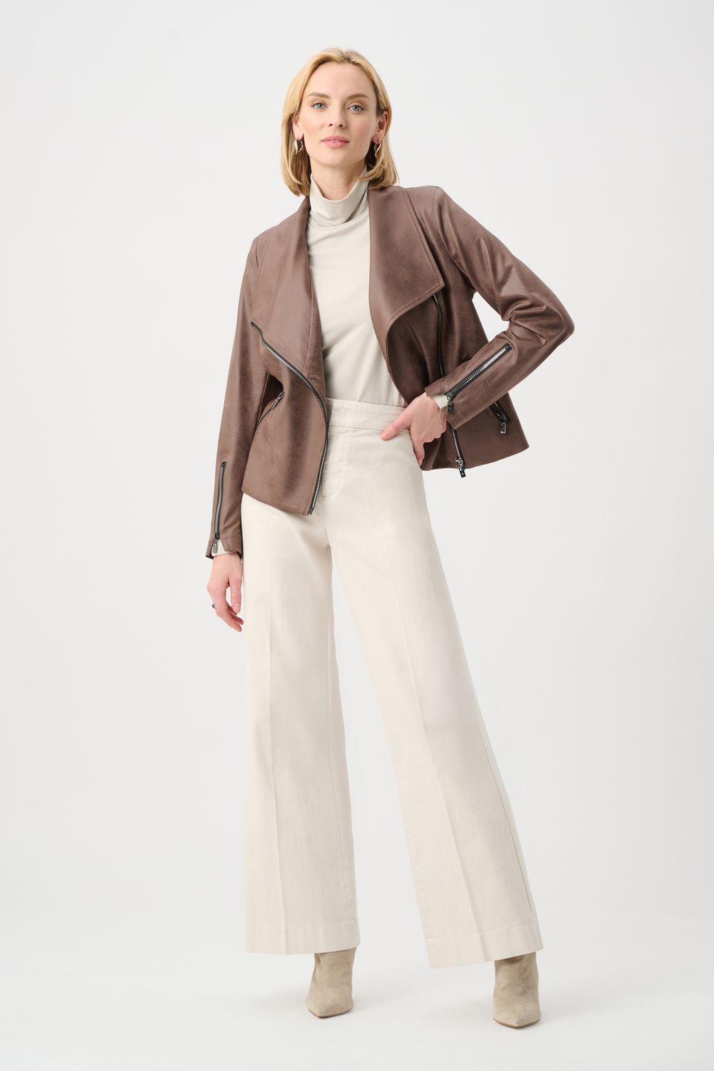 263908 Joseph Ribkoff Foiled Knit Fitted Jacket
