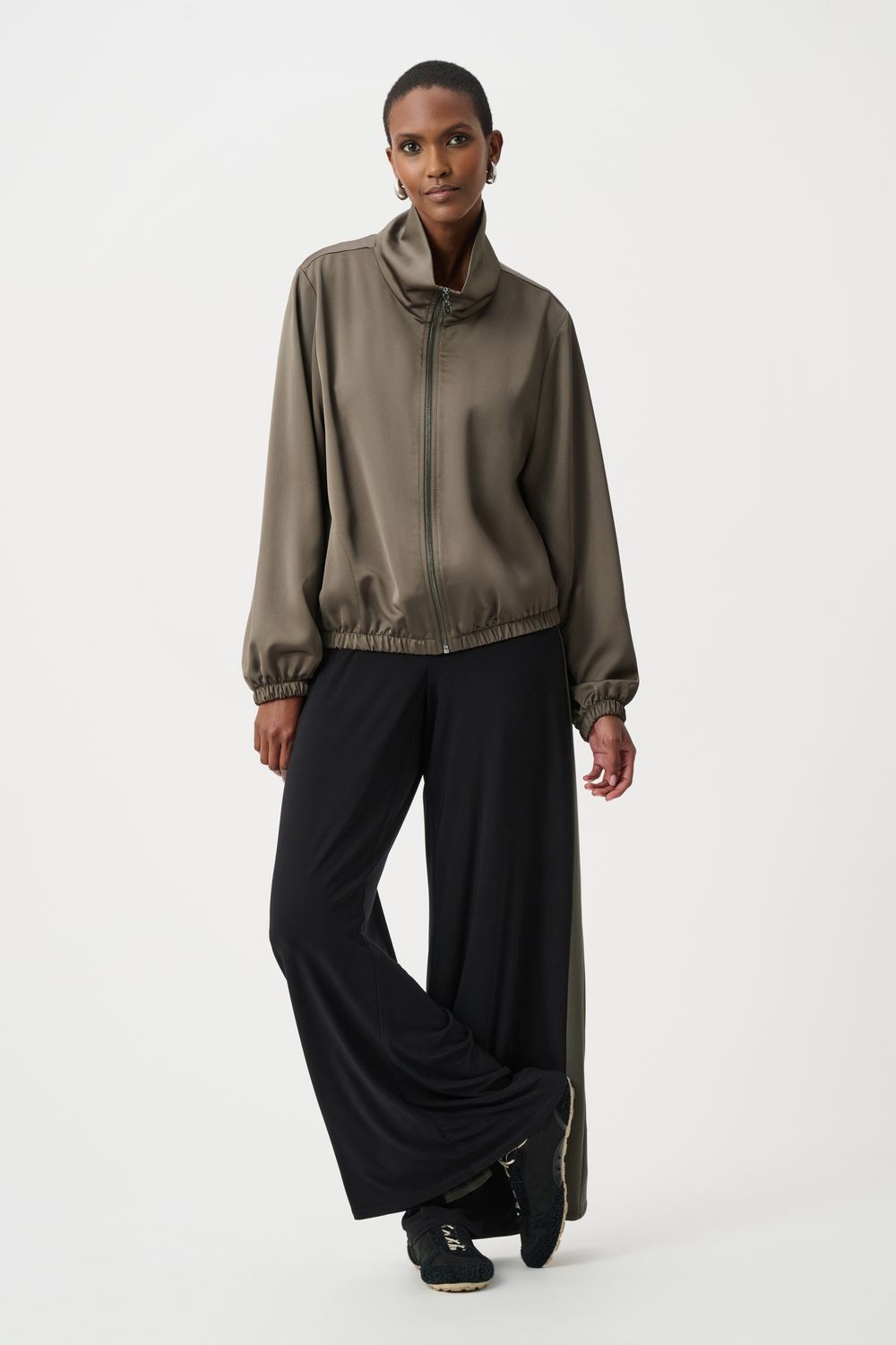 263614 Joseph Ribkoff Satin Zipped Bomber Jacket