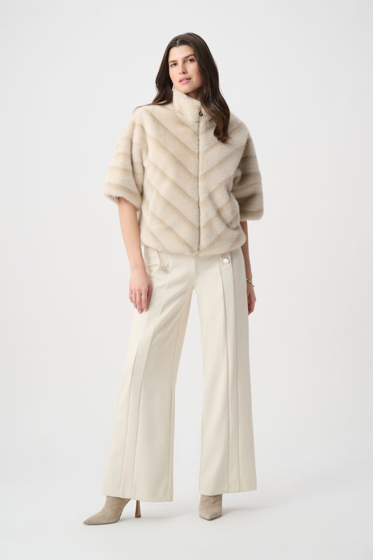 264946 Joseph Ribkoff Chevron Faux Fur Jacket
