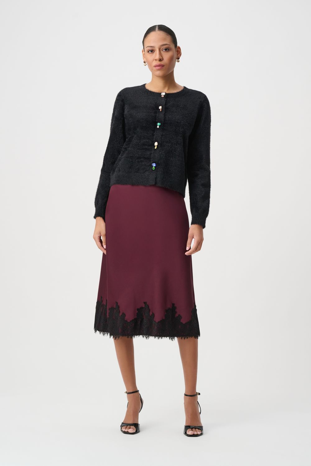 264924 Joseph Ribkoff Bejeweled Crewneck Cardigan