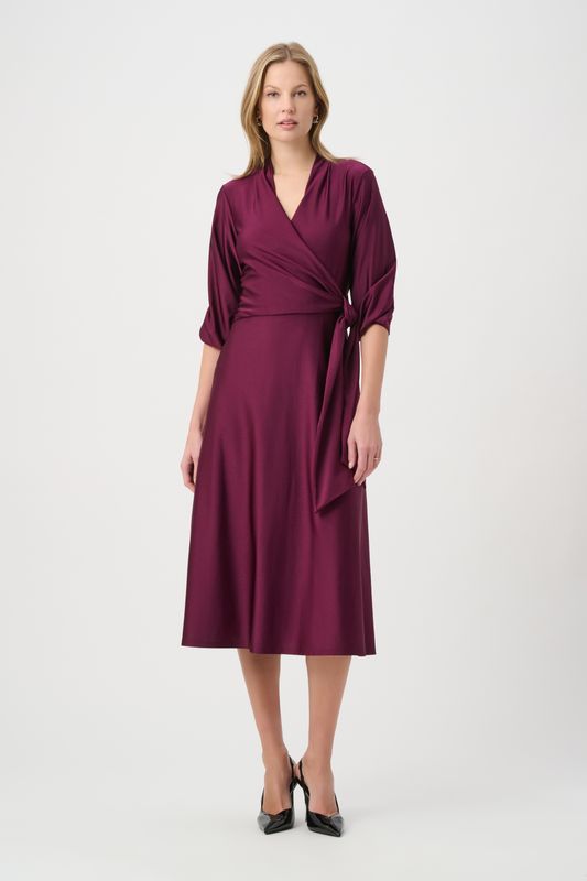 264070 Joseph Ribkoff Satin Flowy Wrap Dress
