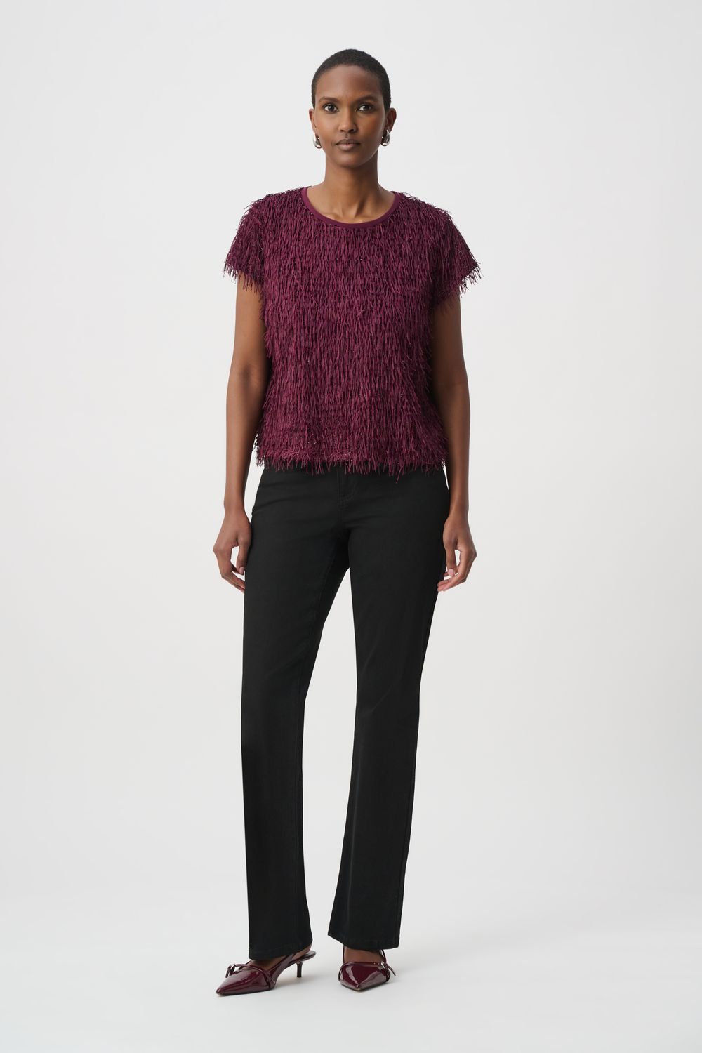 264208 Joseph Ribkoff Novelty Fringe Top