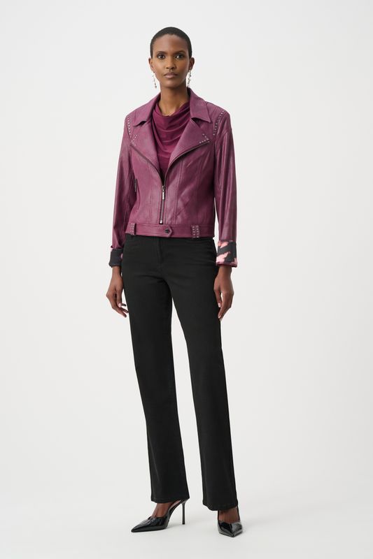263907 Joseph Ribkoff Foiled Faux Suede Jacket