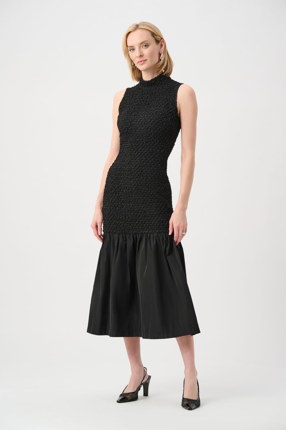263133 Joseph Ribkoff Jacquard Flounce Dress