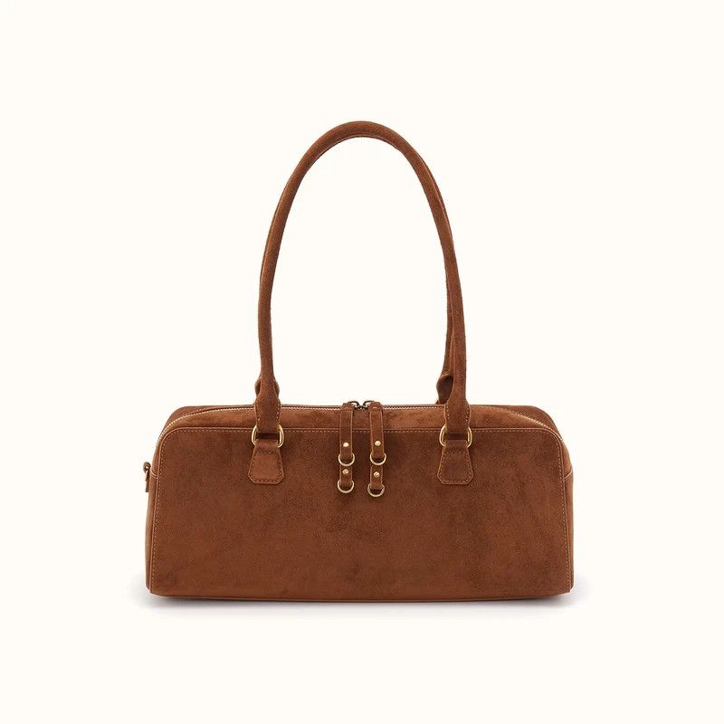 SU-92074TRUF Hobo Sadie Large Suede Leather Satchel TRUFFLE
