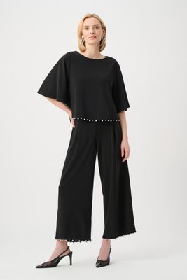 263007 Joseph Ribkoff Pearl Trim Culotte Pants
