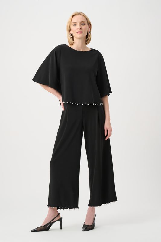 263007 Joseph Ribkoff Pearl Trim Culotte Pants