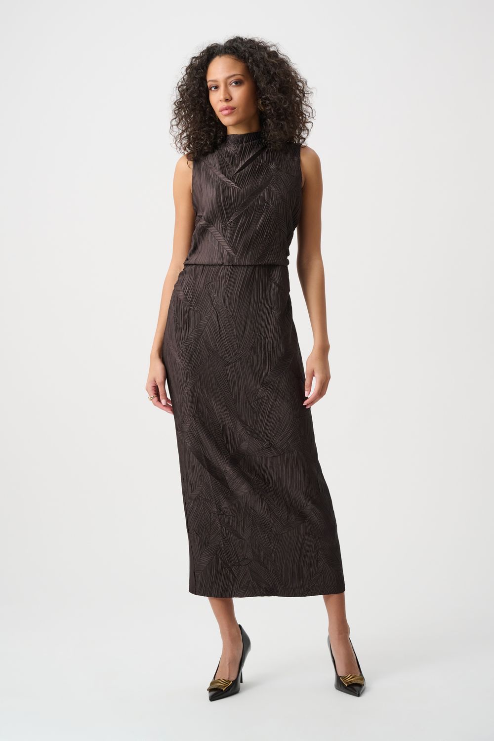 263147 Joseph Ribkoff Pleated Satin Dress