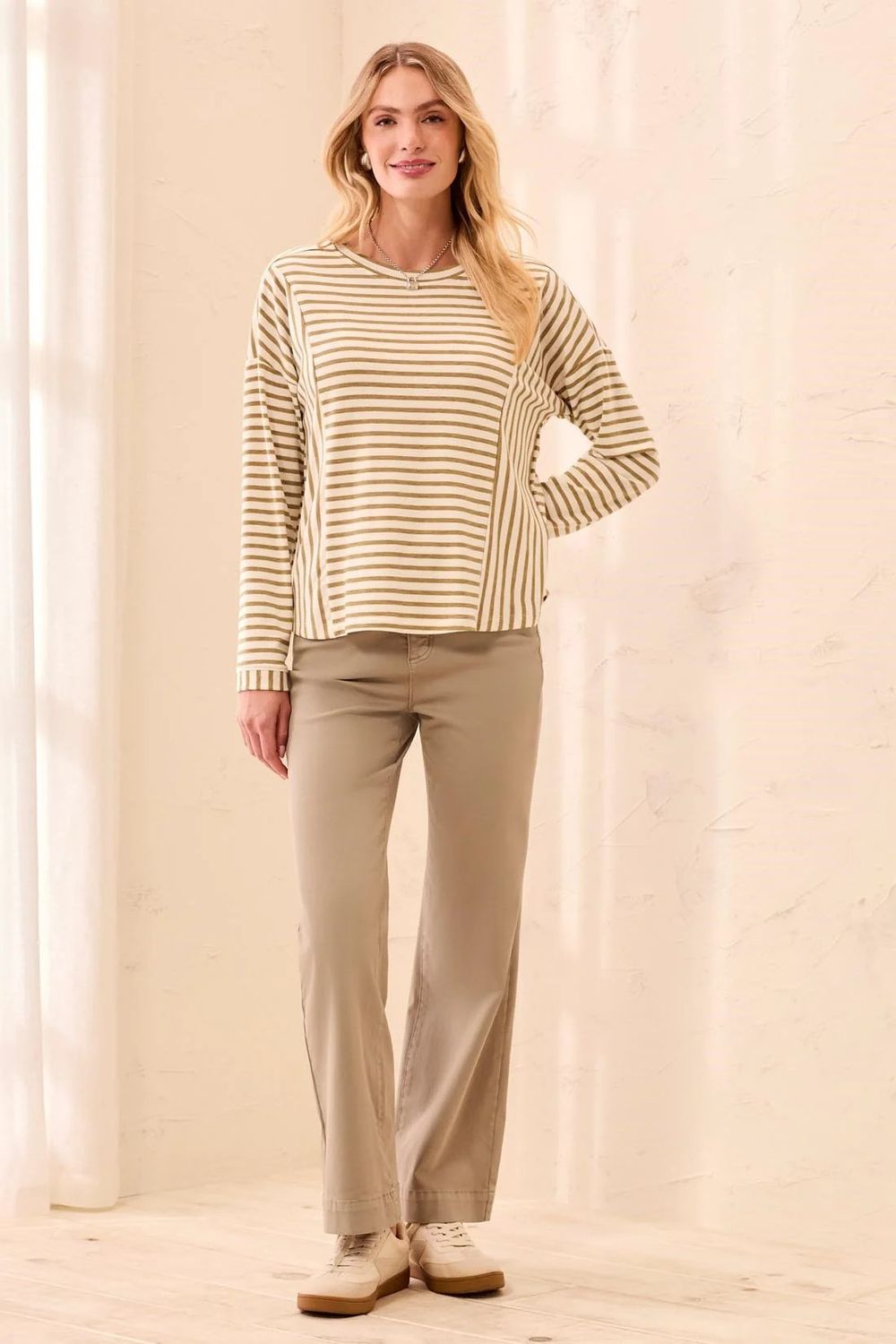 31620 Tribal Crew Neck Top with Inserts