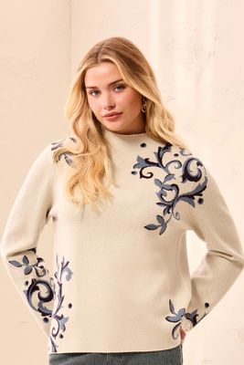 32270 Tribal Funnel Neck Sweater