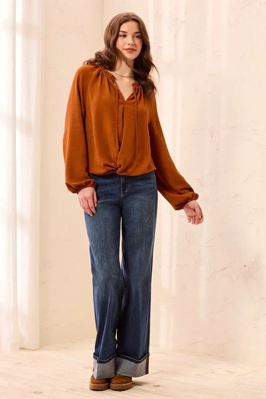 62500 Tribal Flowy Tie Front Blouse