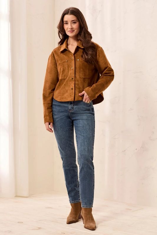 62600 Tribal Flowy Suede Shacket