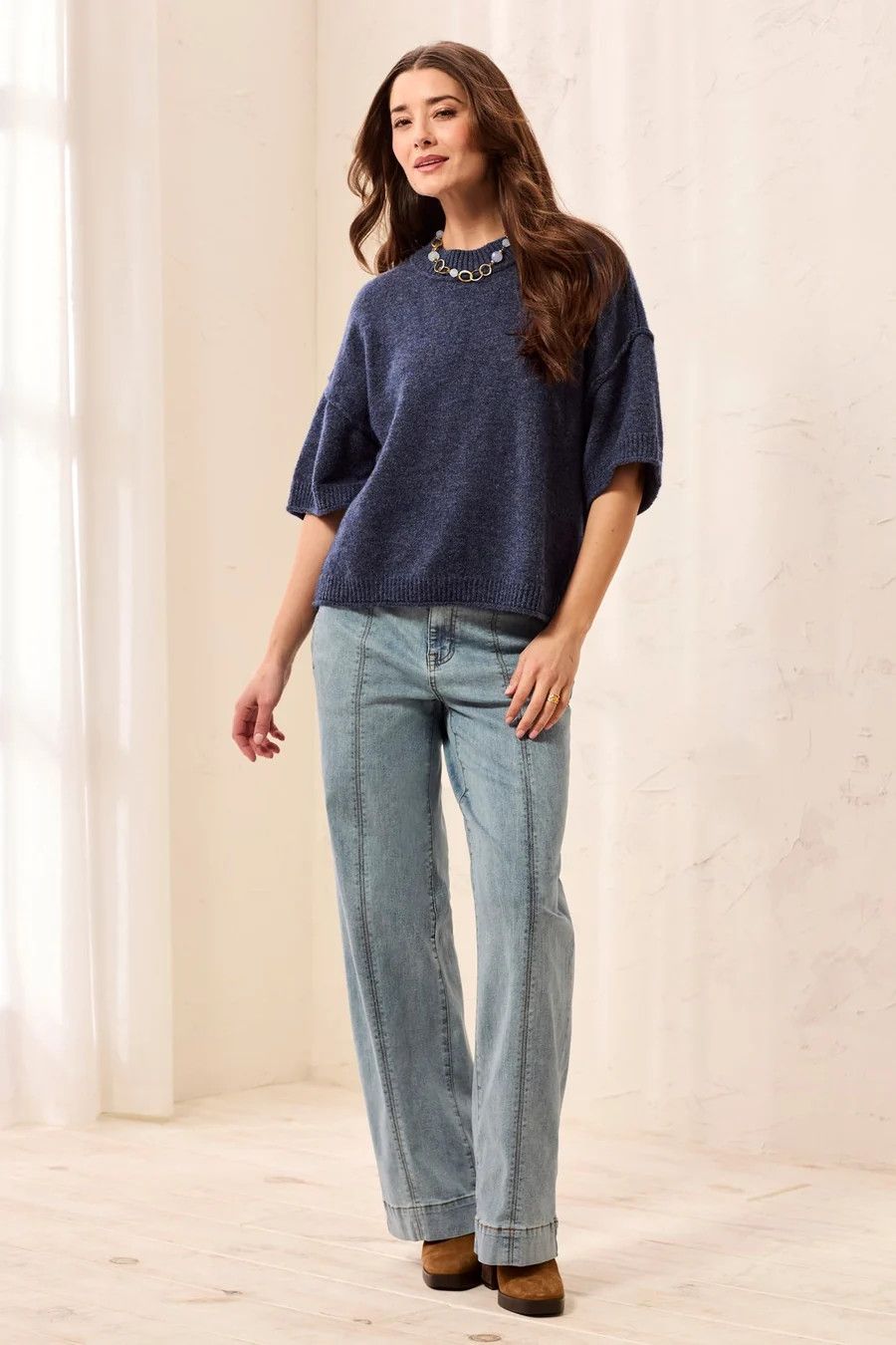 62780 Tribal Drop Shoulder Crew Neck Sweater