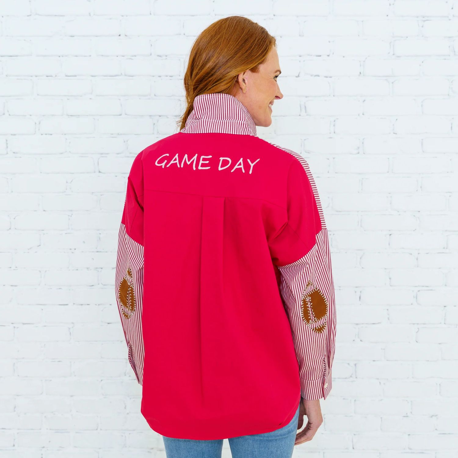 KM2136 Caryn Lawn Preppy Football Shirt