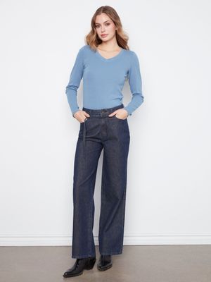 C5815-353C Charlie B Lurex Denim Pant