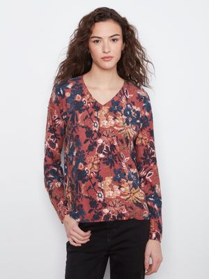 C2907P-626B Charlie B Reversible Floral Sweater