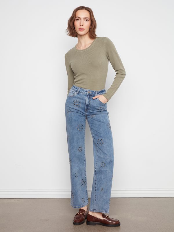 C5817-431A Charlie B Wide Leg Jeans
