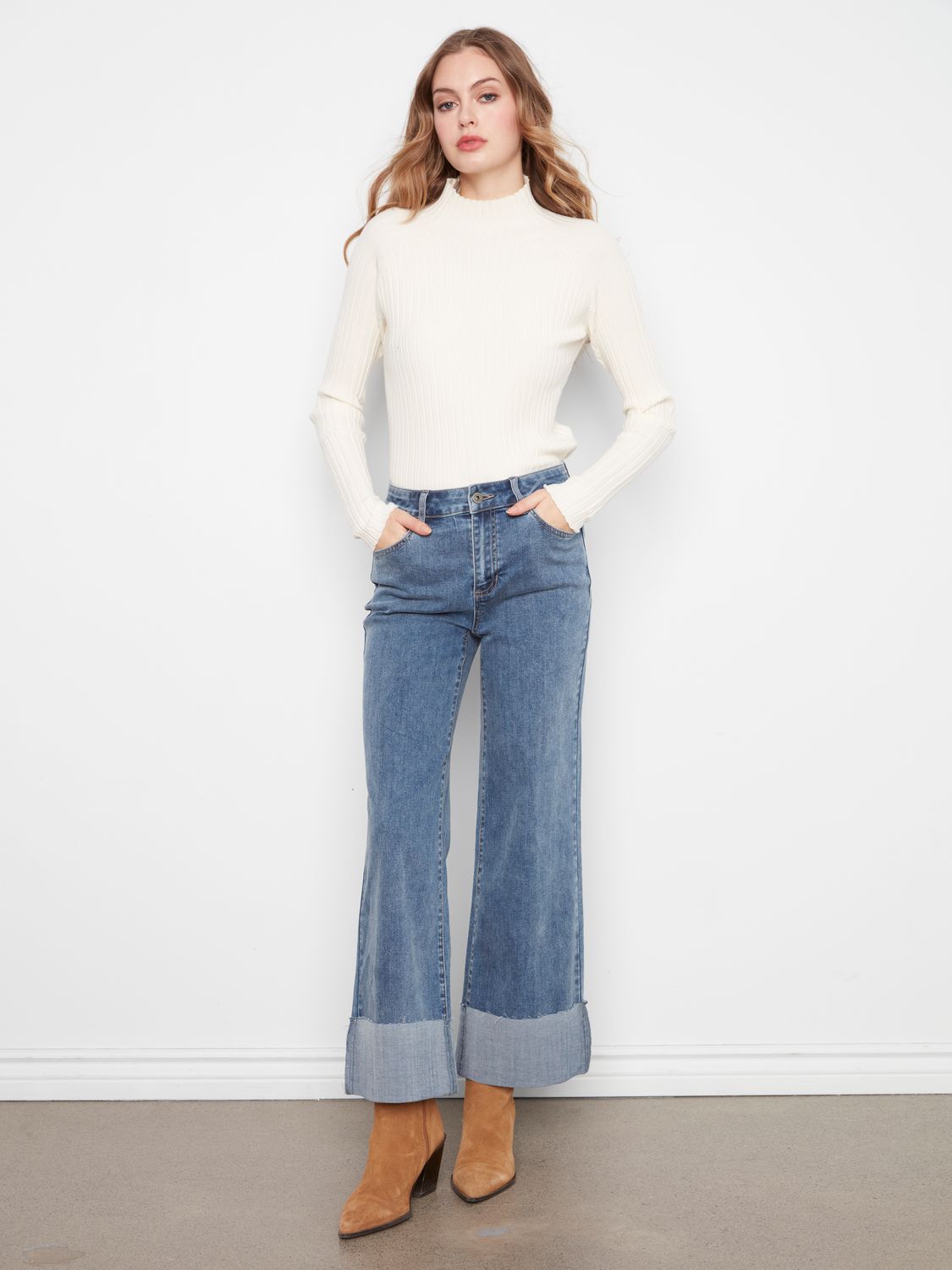 C5840-431A Charlie B Cropped Cuffed Pants